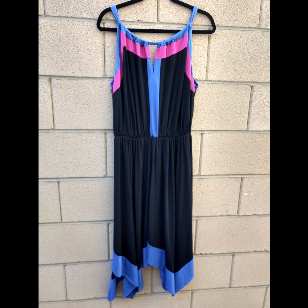 Colorblock Asymmetrical Hem Dress Miss Couture